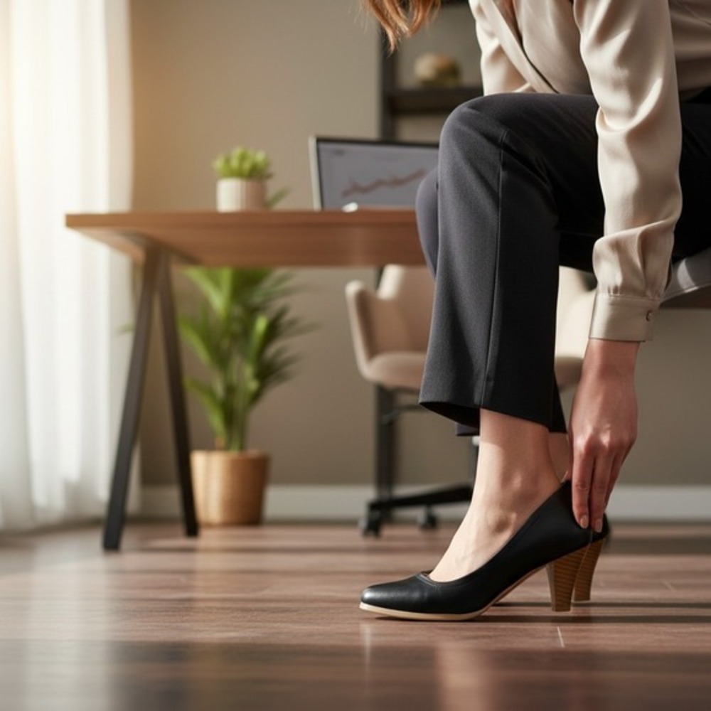 Journee‎ Collection High Heels 8.5 Classic Pumps Black Faux Leather Slip On